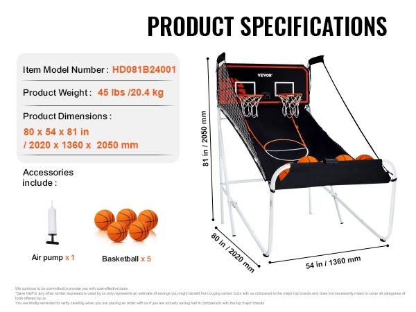 Koripalloarkadipelin mitat ja rakenne