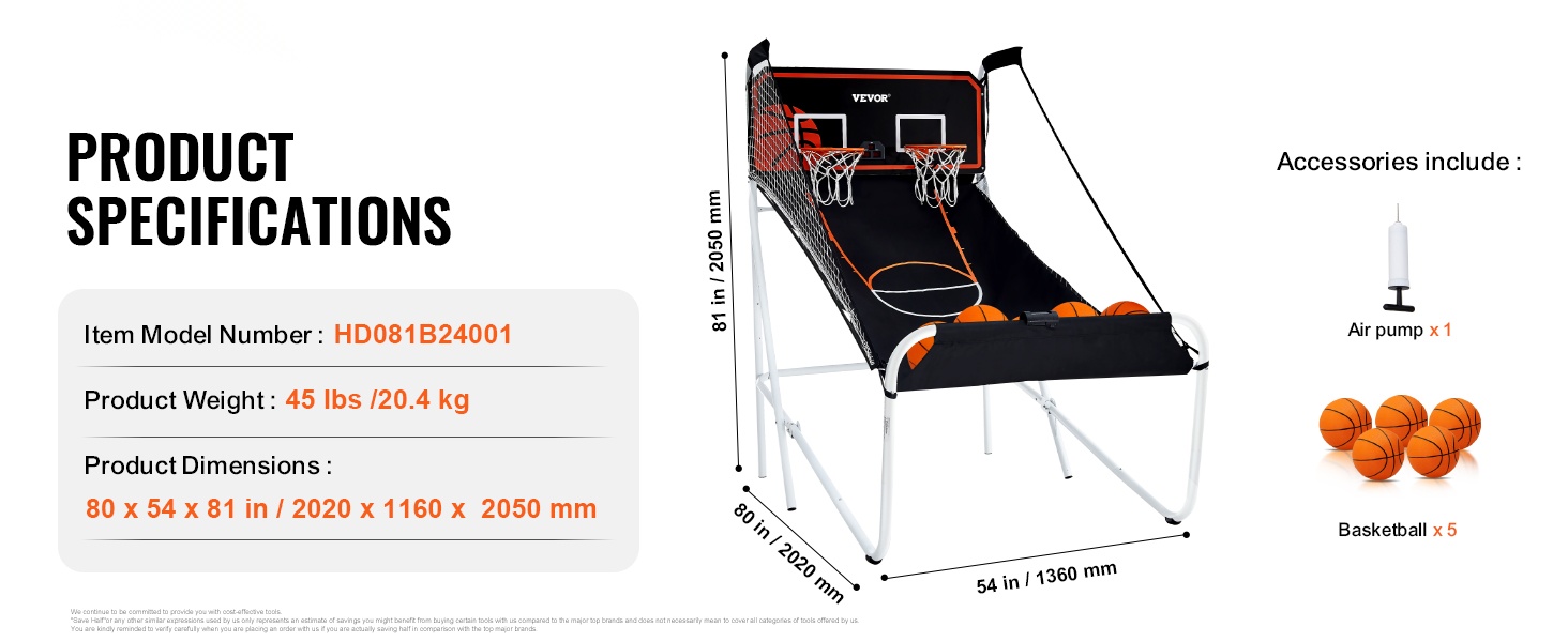 Koripalloarkadipelin mitat