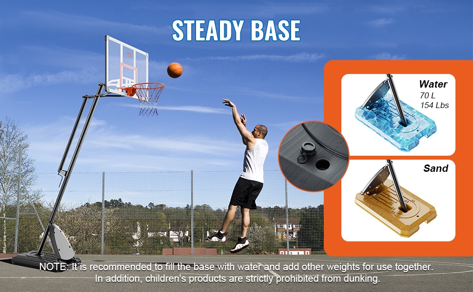 Siirrettävä koripalloteline säädettävällä korkeudella