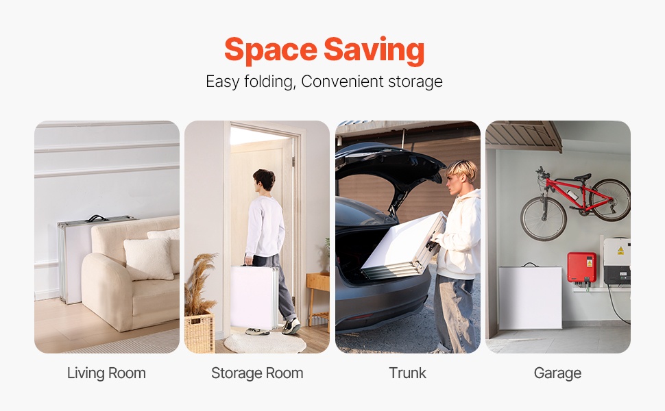 Beer pong -pöytä taitettuna ja säilytyksessä