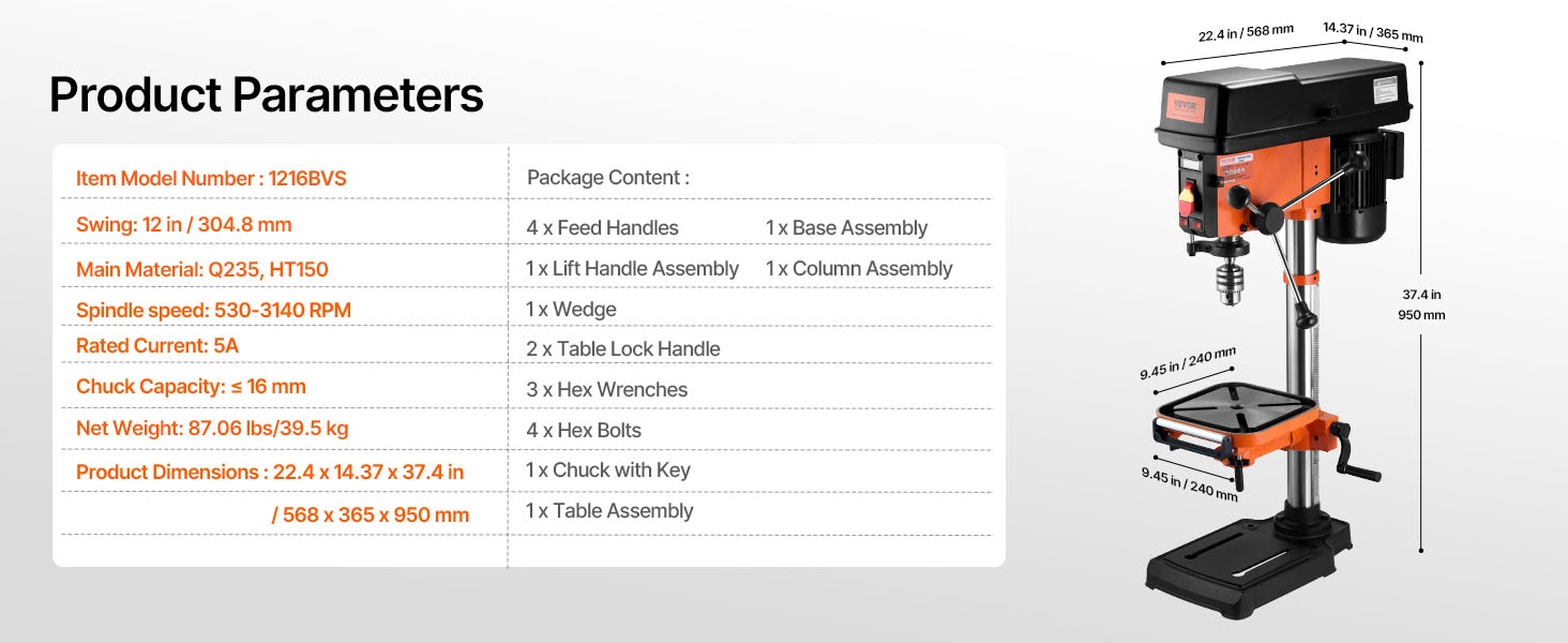 Pylväsporakoneen mitat ja rakenne