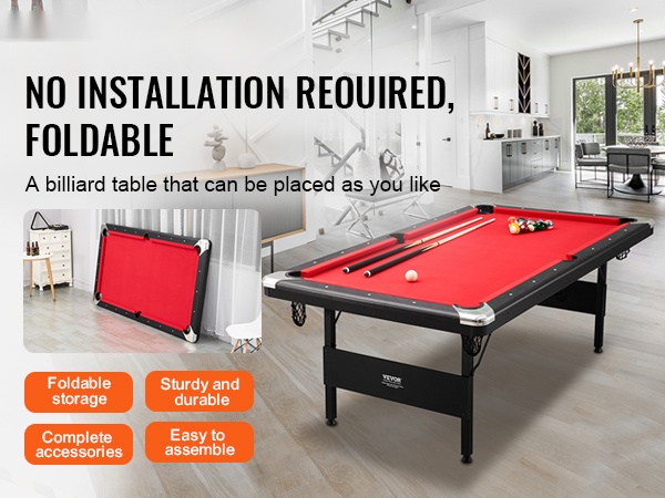 Taitettava biljardipöytä käytössä