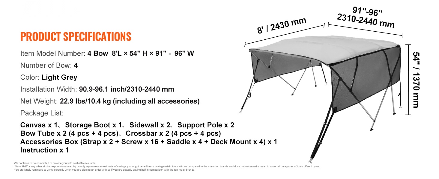 Bimini-kate mittoineen