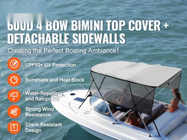 Bimini-kate veneessä, asennusesimerkki