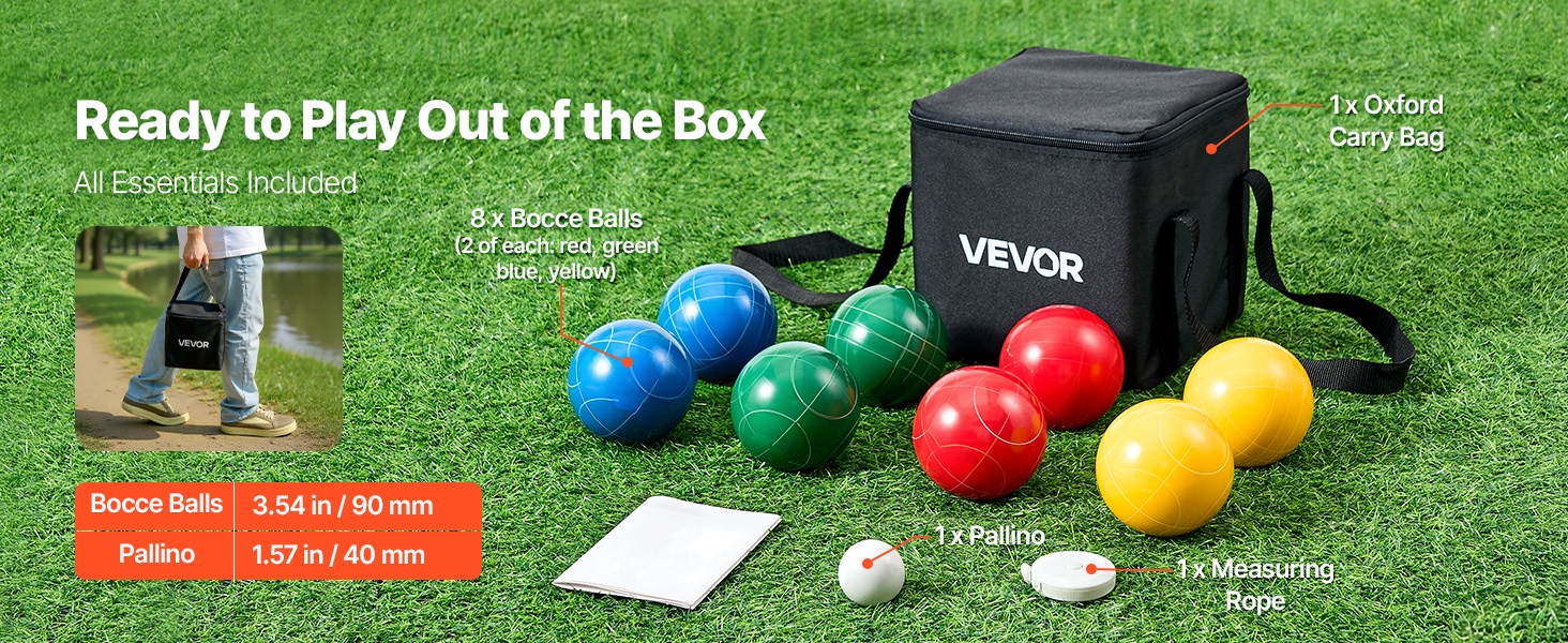 Pakkauksen sisältö bocce-pelille