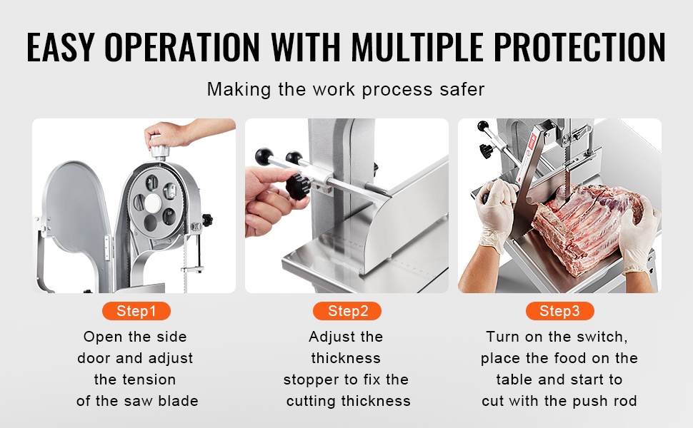 Sahanterät luiden ja pakastetun lihan leikkaamiseen