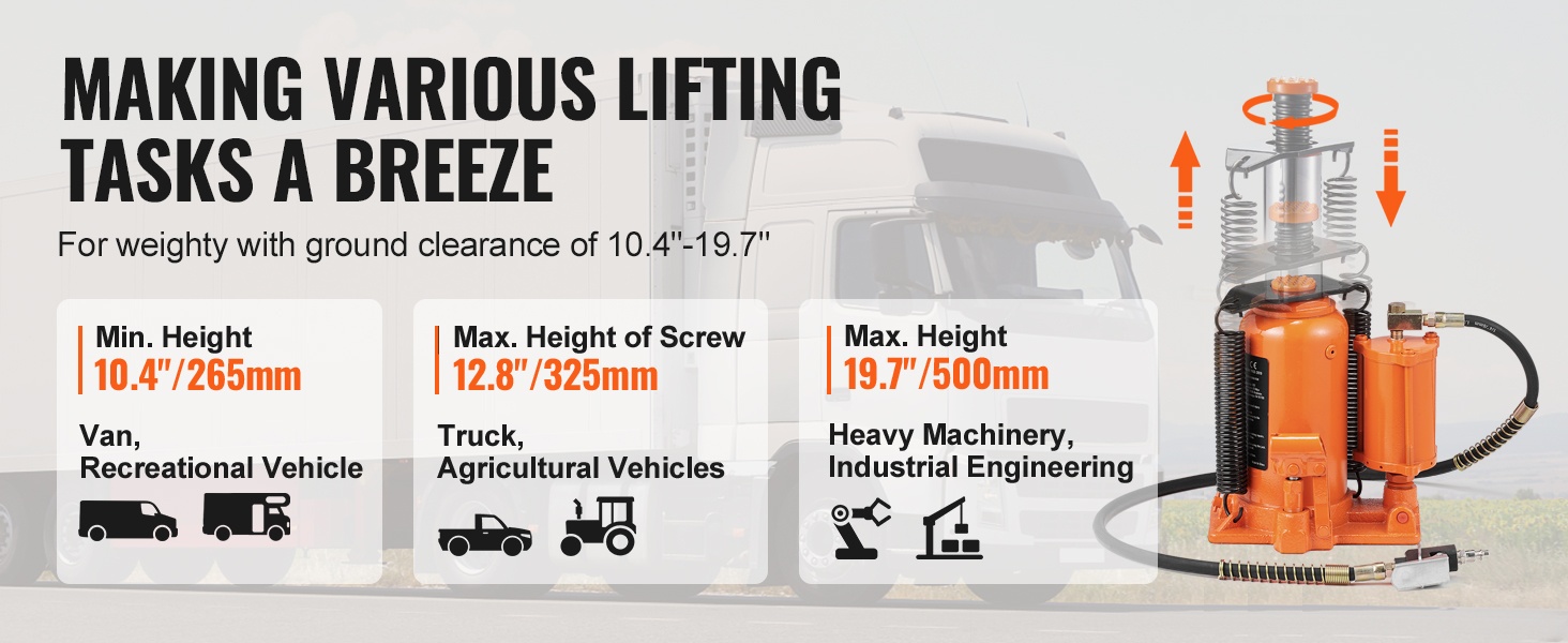 Hydraulinen pullotunkki, säädettävä nostokorkeus