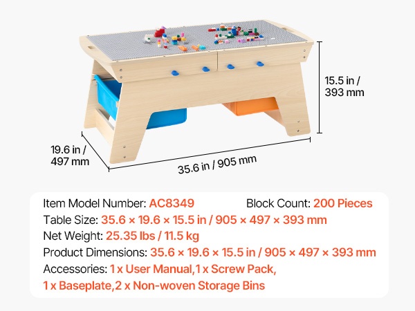 Lasten aktiviteettipöytä kokonaisuudessaan