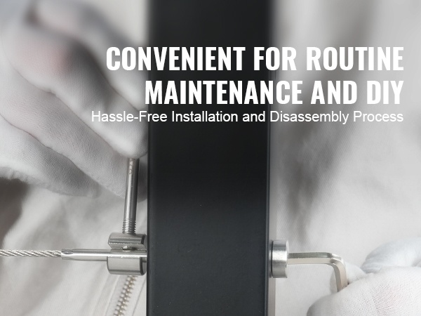 Viimeistelty kaidejärjestelmä teräsvaijerilla