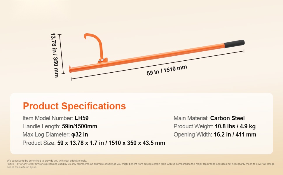 Puunkäsittelykoukun mitat ja rakenne