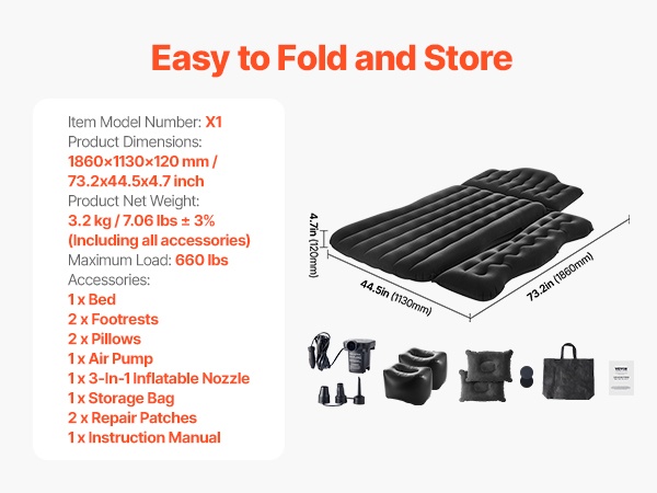 Makuutila Tesla Model Y -tavaratilassa ilmapatjan avulla