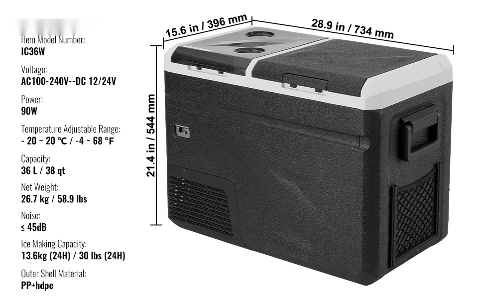 Autojääkaapin sisätilat