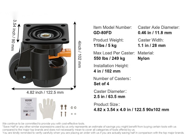Kääntöpyörien tekninen kuva