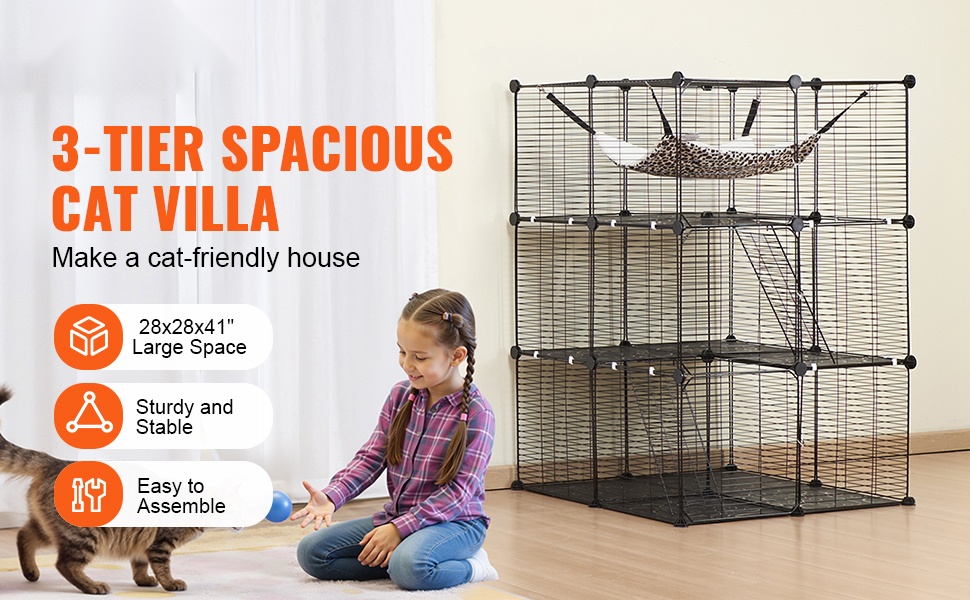 3-tasoinen metallinen kissahäkki, yleiskuva