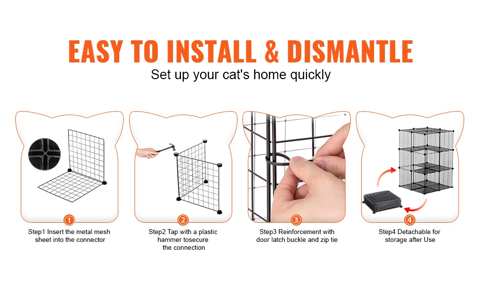 Kissahäkin helppo kokoaminen ja purkaminen