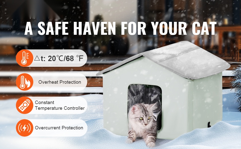 Lämmitettävä kissatalo ulkokäyttöön