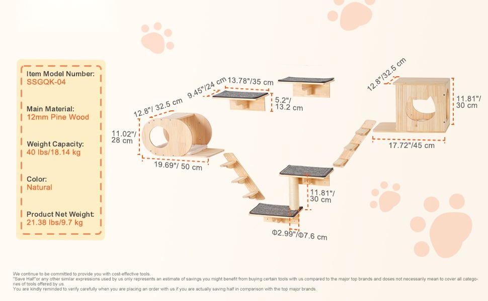 Kissan kiipeily- ja lepoalue seinällä