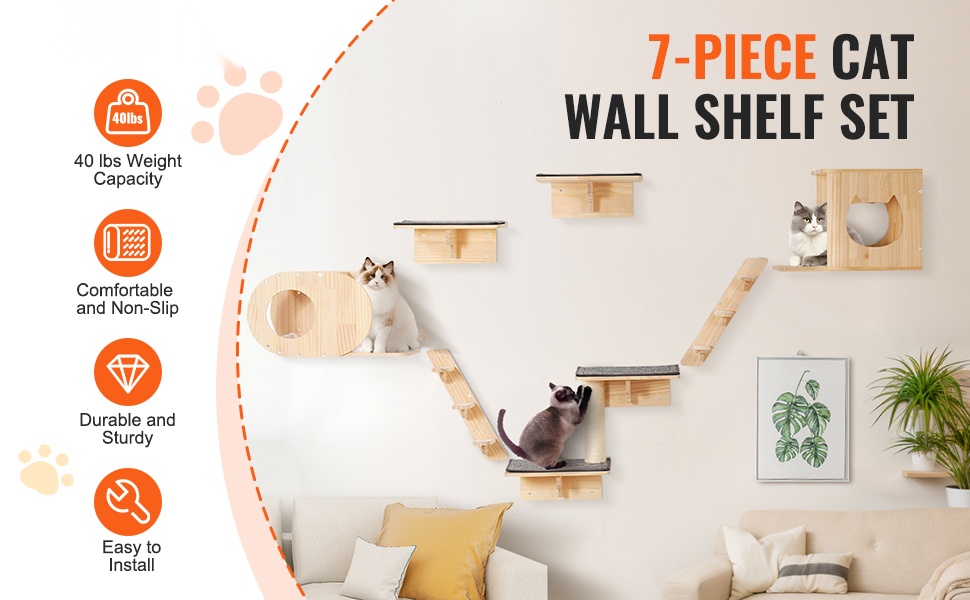 Kissan seinähyllyt ja riippumatot