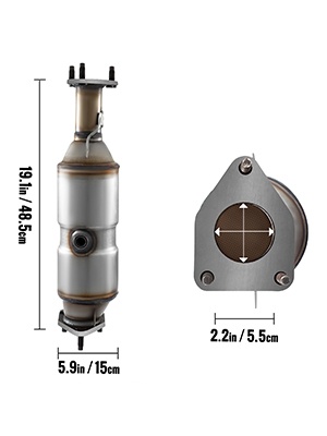 Katalysaattorin mitat ja rakenne