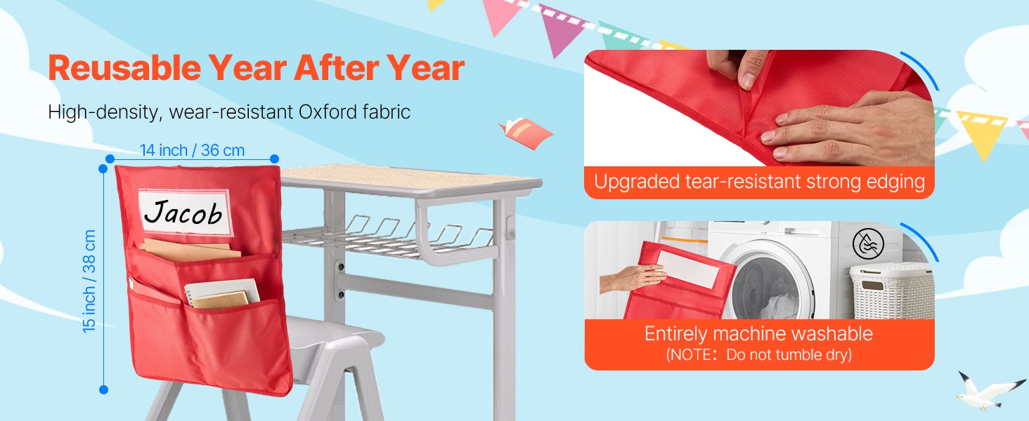 Kestävä Oxford-kangas ja vahvistetut reunat