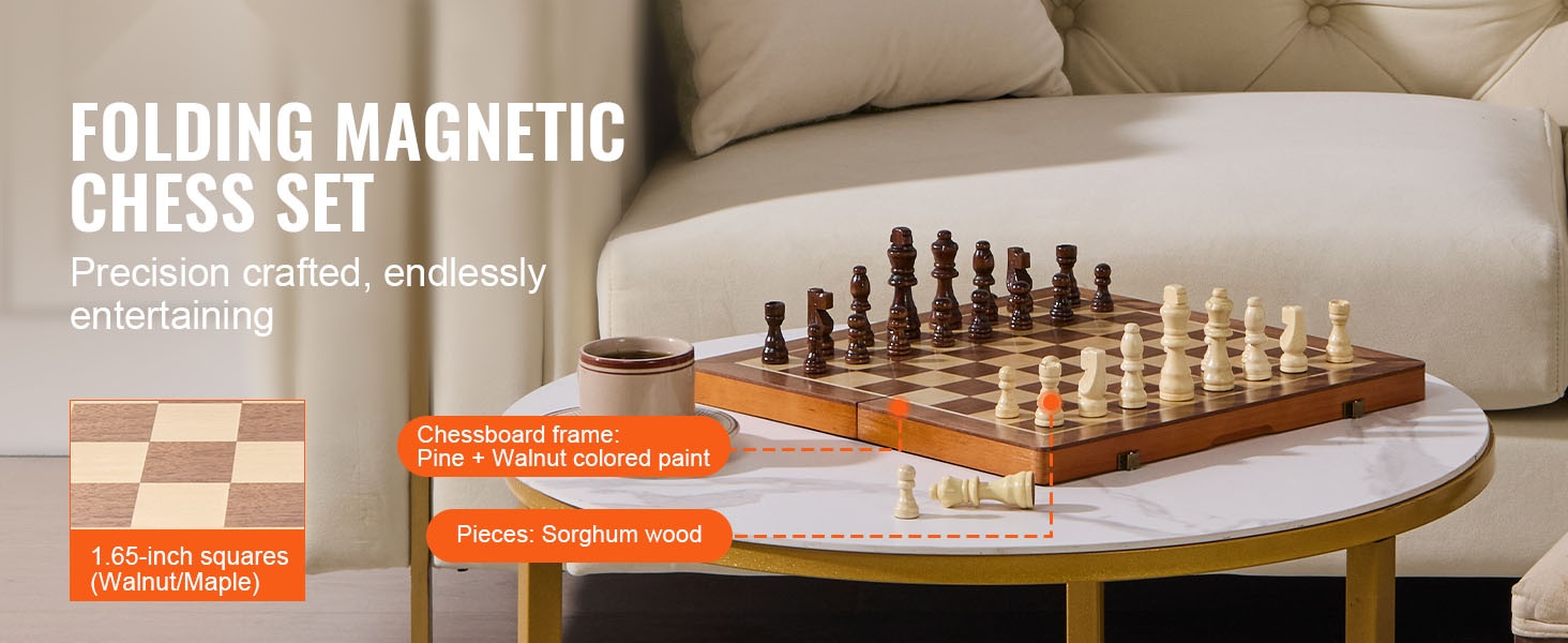 Puinen magneettinen shakki- ja tammipeli