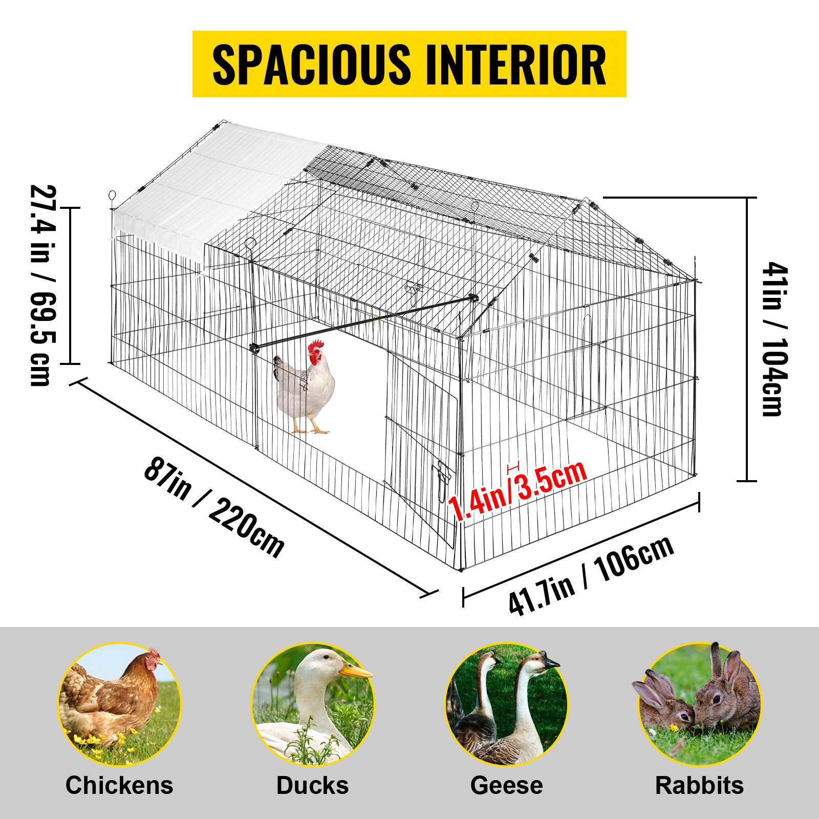 Tilava juoksutusalue kanoille