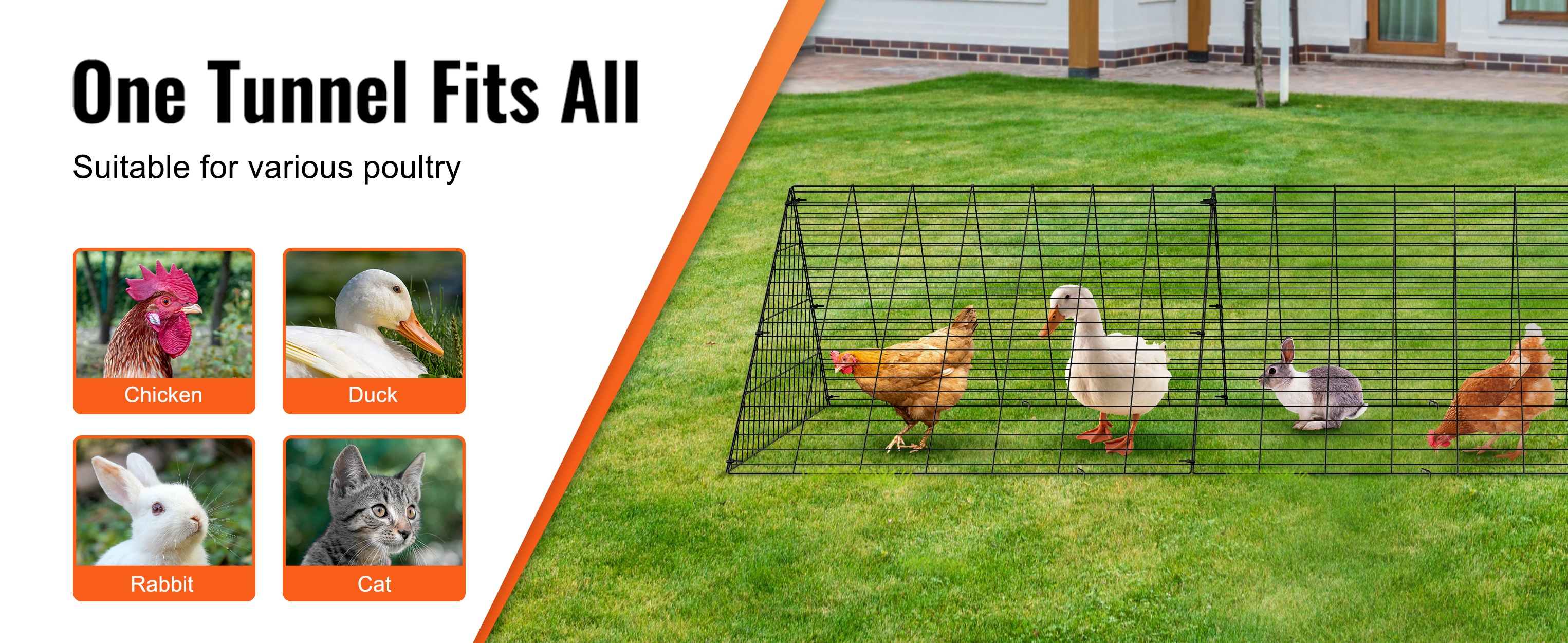 Soveltuu kanoille, ankoille, kaneille ja kissoille