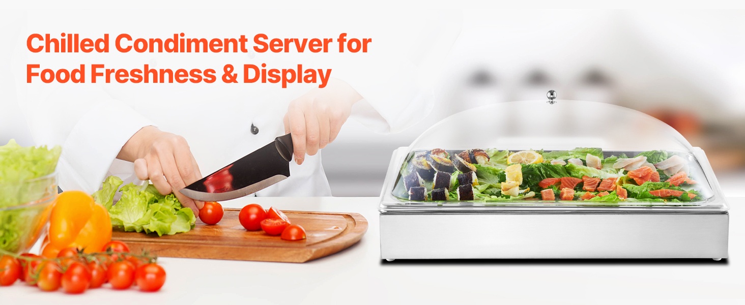 Ruokatarjoilukontti tasolle asetettuna