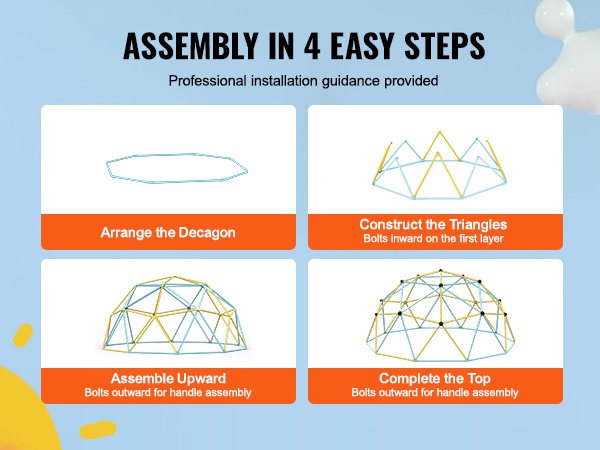 Kiipeilykupuun sisältyvät asennusohjeet