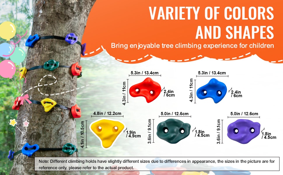 Eri muotoisia ja värisiä kiipeilypidikkeitä