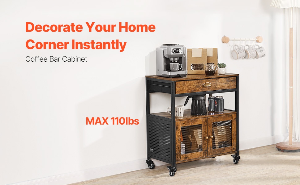 Kahvibaarikaappi, maalaistyylinen design