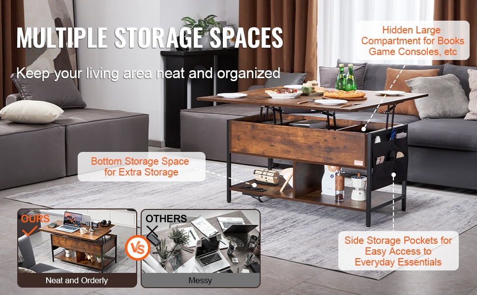 Sohvapöydän säilytystilat ja lokerot