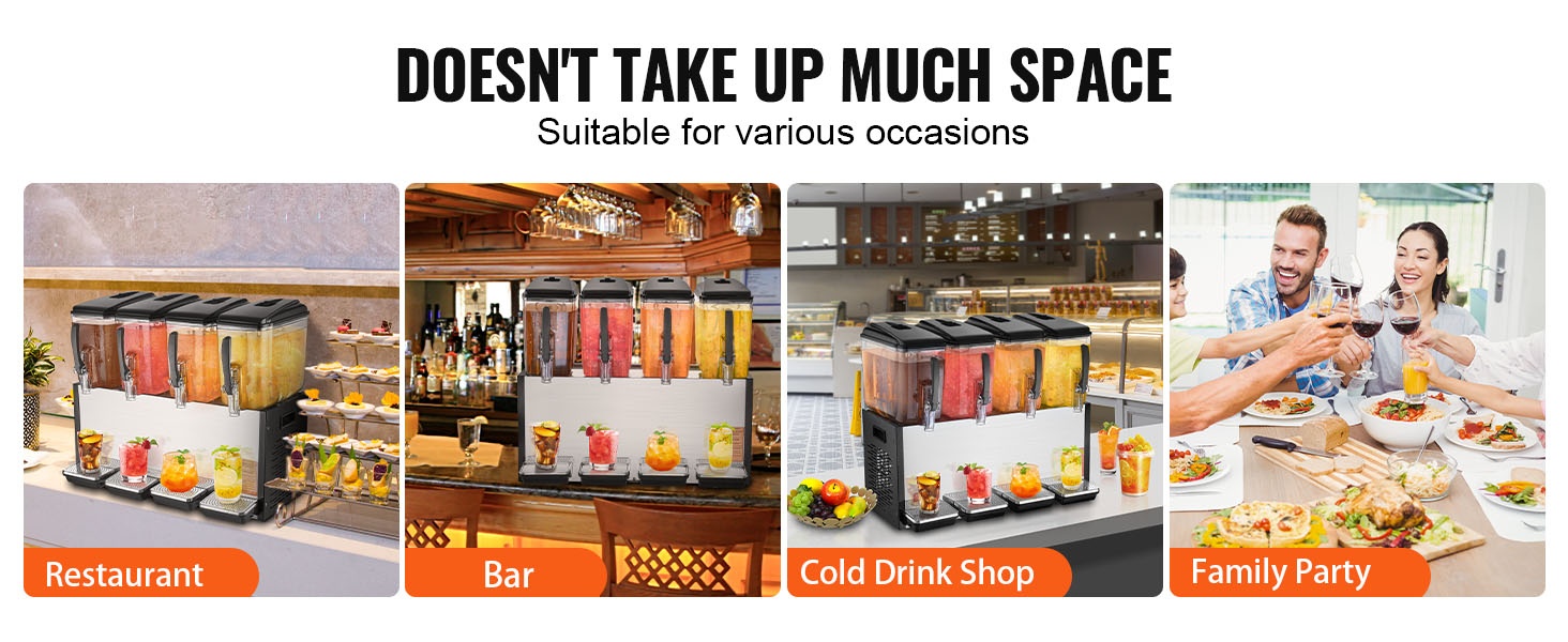 Juoma-annostelija eri juomien kanssa