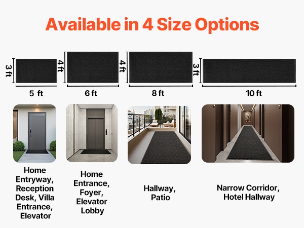 Eri mittaiset matot vierekkäin