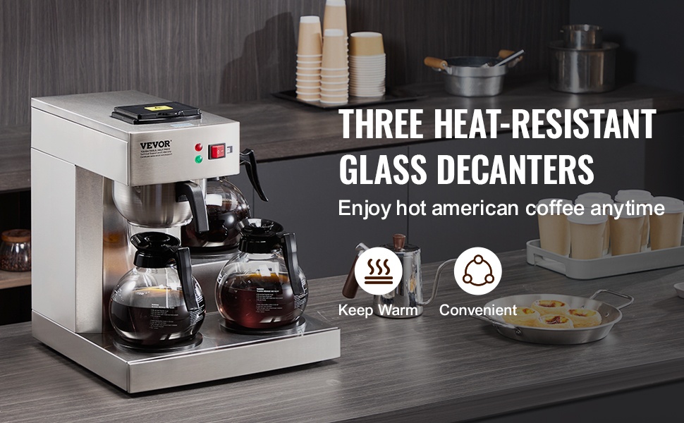 Kahvinkeitin, lämmityslevyt ja lasikannut