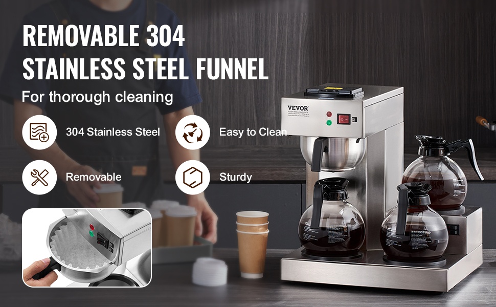 Ruostumaton terässuppilo ja helppo puhdistus