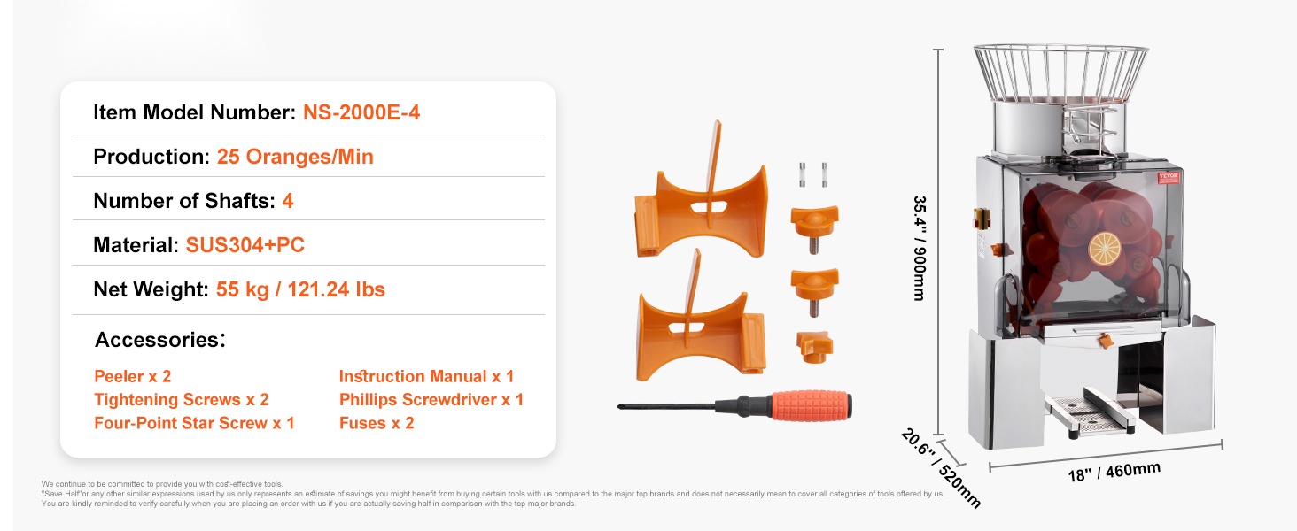 Appelsiinimehupuristin edestä kuvattuna