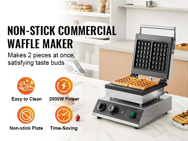 Kaupallinen vohvelirauta, lähikuva ohjauspaneelista