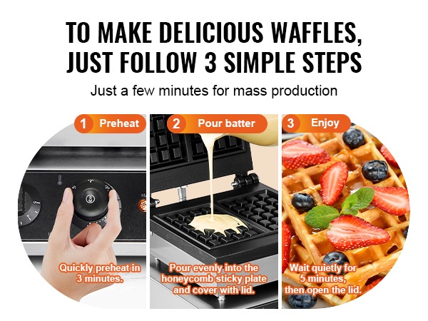 Valmiita vohveleita paistolevyllä