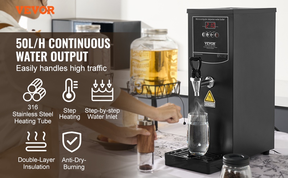 Kaupallinen kuumavesiautomaatti nopealla vesituotolla