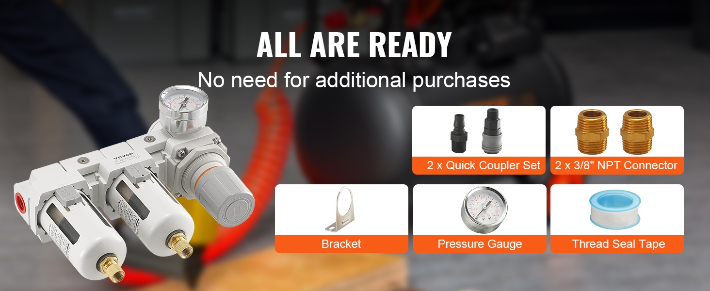 Mukana toimitettavat 3/8" NPT-liittimet