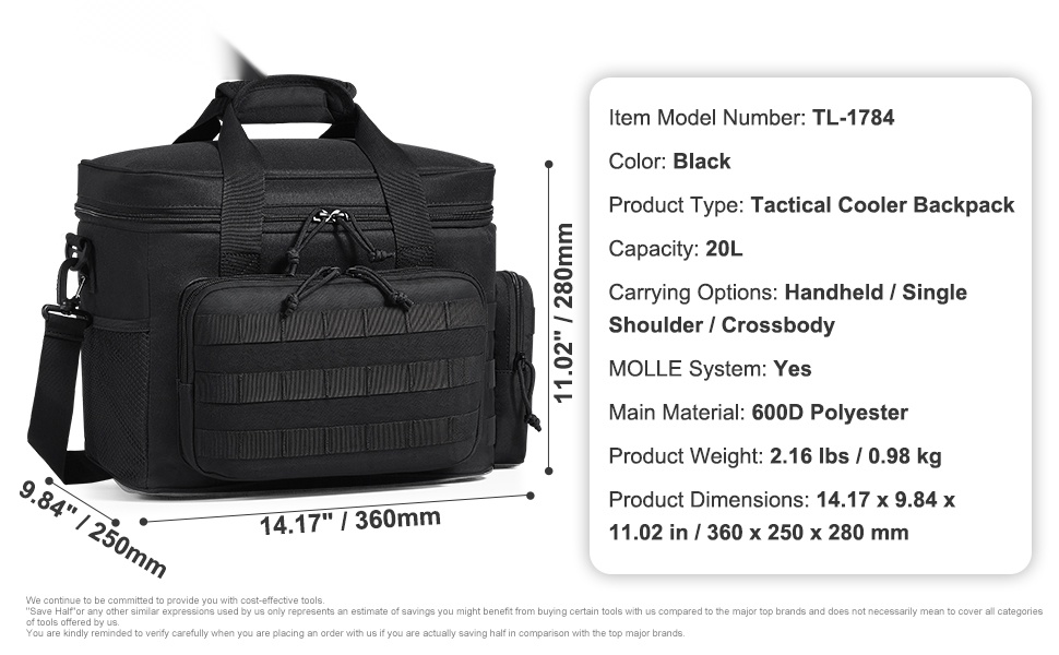 Useita taskuja ja MOLLE-kiinnityspisteitä