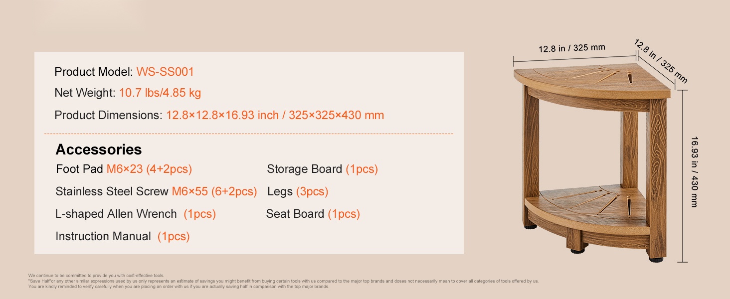 Teak-suihkupenkin kokonaisnäkymä
