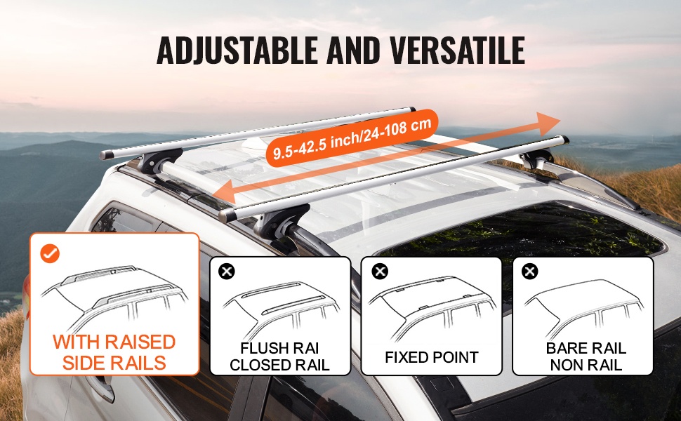 Säädettävät kattotelineen kiinnitysjalat