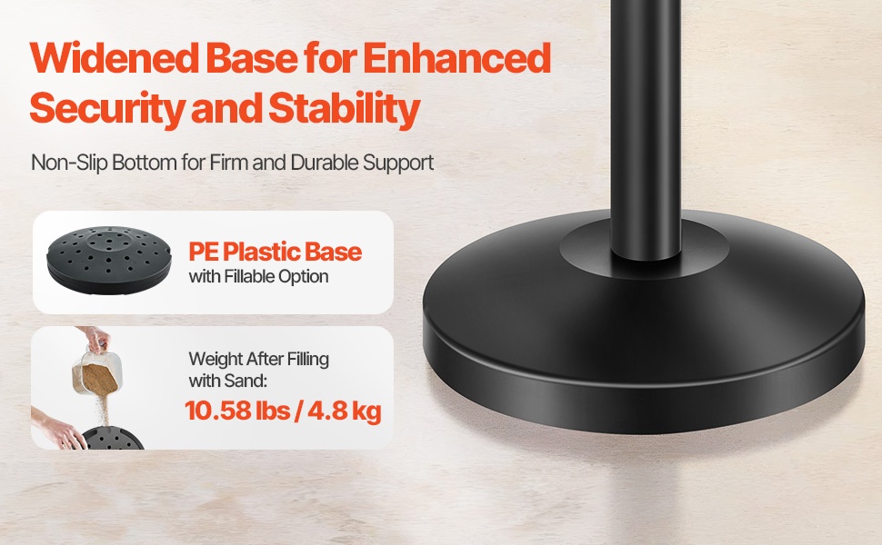 Aitaustolppa, laaja ja liukumaton jalusta