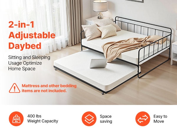 Päivävuoteen mitat ja metallinen rakenne