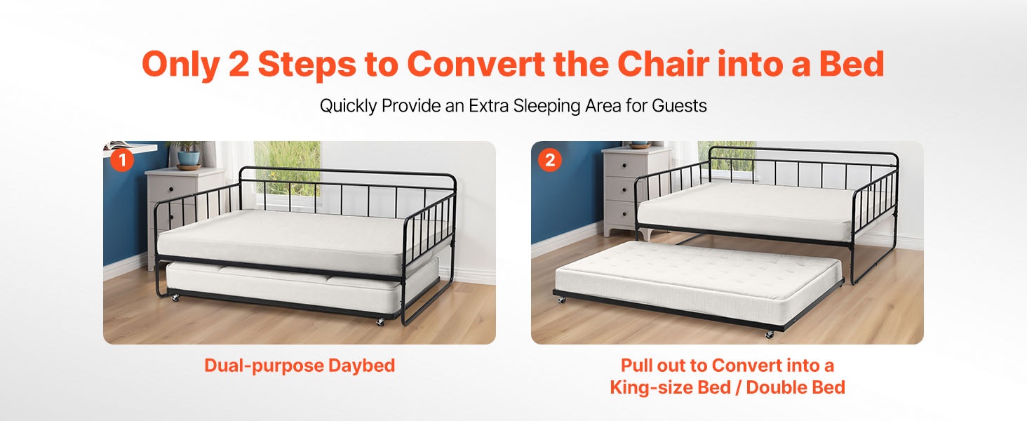 Päivävuode ulosvedettävällä lisävuoteella