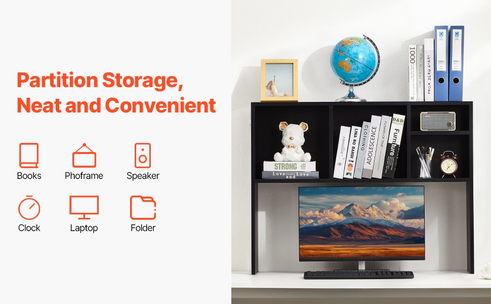 Pöytähyllyn lokerot ja säilytystila