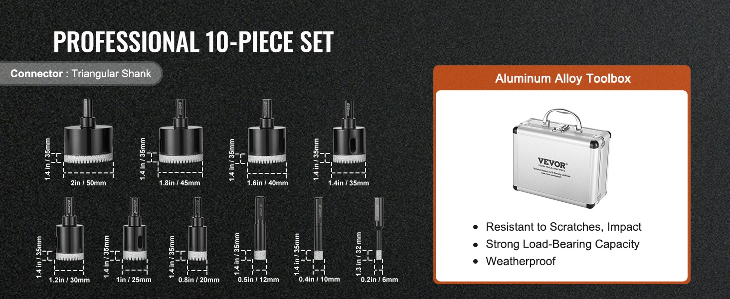 Sarjan sisältämät poranterät ja laikka