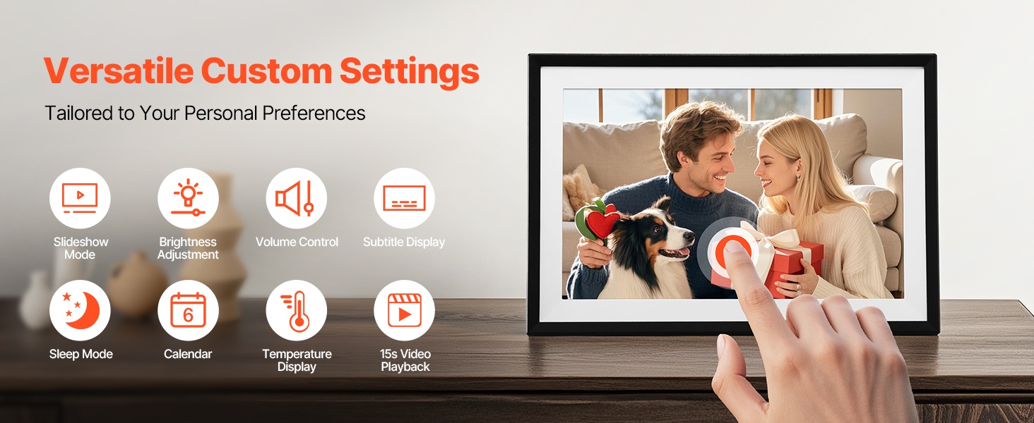 Kosketusnäytöllinen digitaalinen valokuvakehys